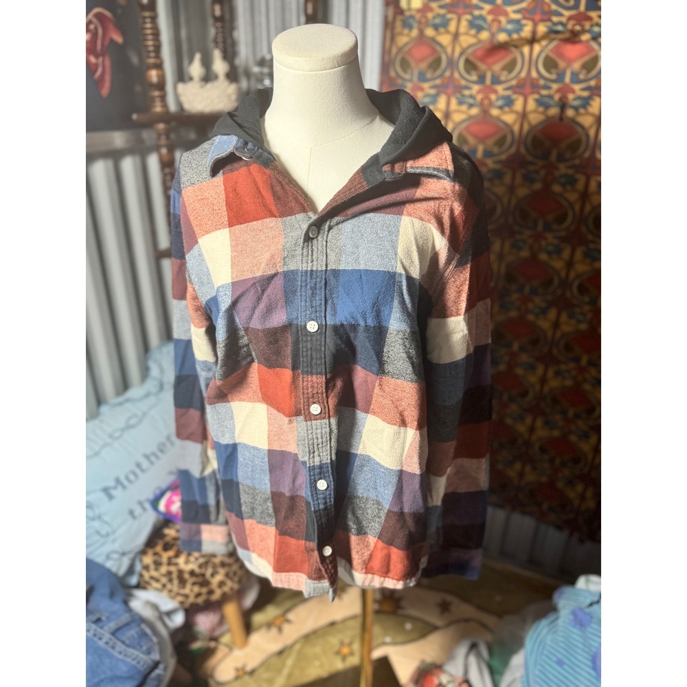 Hollister California Mens Hooded‎ Flannel Shirt Plaid Button Down Medium